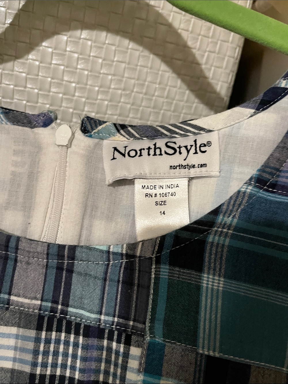 NorthStyle Teal, Navy & White Madras Plaid Midi Dress - Picture 2 of 5